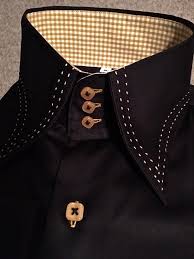 Black And Gold Dress Shirt Mens Morcouture Black Gold Stitch High Collar Shirt High Collar Shirts Stylish Men Wear African Men Fashion