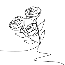Black and white vector illustration. Simple Continuous Line Drawing Flower Novocom Top