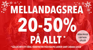 Mellandagsrean pågår under mellandagarna, ibland fortsätter den även till efter nyår. Mellandagsrea