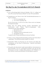 big five psychologie arbeitsblatt unterrichtsmaterial im fach psychologie big five psychologie psychologie psychologie bucher
