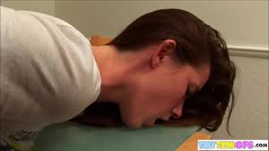 BrookeSkye laydown on the table gets horny- rubbing her pussy and small tits