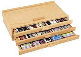 Amazon Com Creative Mark Pastel Storage Box 3 Drawer Wood Art Box With Foam Lining Sturdy Stackable For Pas In 2020 Pen Storage Diy Art Supplies Storage Wood Art