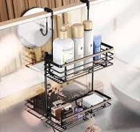 Shower Caddy Over Door, Shower Hanging Organizer, No Drilling Over the Door  Shower Storage Caddy with 2-Tier Rack and Hooks, Holds Body Wash, Shampoo,  ...