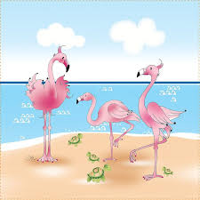 Fabulous Flamingos Turtles At The Beach Flamingo Pictures Funny Flamingo Fabric Art