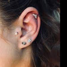 18g Cz Crown Cartilage Stud Simple Tragus Earring Flat Back Etsy Body Jewelry Ears Peridot Earrings Silver Hoop Earrings