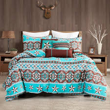 Themed bedroom sets fancy collection. Southwestern Aztec Turquoise Western Brown Star Comforter 6 Piece Set Linen Mart