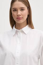 Pepe Jeans camasa din bumbac RITA femei, culoarea alb, cu guler clasic,  relaxed, PL304929