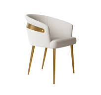 Chaise de salle à manger moderne en cuir PU blanc à dossier ...