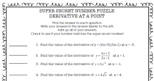 Super Secret Number Derivative At A Point Pdf Super Secret Calculus Number Puzzles