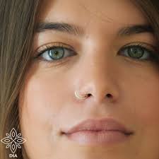 Crescent Nose Ring 14k GOLD Nose Piercing, Moon Nose Ring, Nose Stud,indian  Nose Hoop Boho Nose Ring, Snug Nose Ring, Double Nose Ring