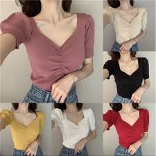 From sheer to opaque, fine to chunky, explore a range of women's knitted tops at cos. Ss Korean Crop Top Women Fashion Garter Tops V Neck Blouse Shopee Philippines
