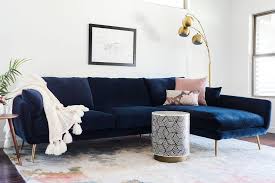 Fabric (13) leather (2) velvet (13) color. Edloe Finch Harlow Sectional Sofa Right Facing In Navy Blue Velvet Minimal Modern