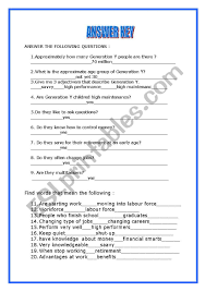 Use it or lose it they say, and that is certainly true when it comes to cognitive ability. Generation Y Esl Worksheet By Giovanni