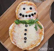 Snowman Pizza Christmas Food Xmas Food Christmas Cooking