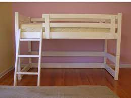 L107 Twin Mid Height Loft Bed Flower Style Bunk Beds With Stairs Loft Bed Diy Bunk Bed