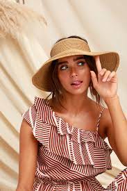 Shade Stunner Beige Straw Visor Outfits With Hats Straw Visor Hat Fashion