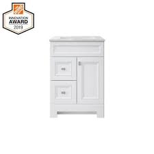 With solid wood construction, these beautifully crafted vanities are available with a choice. Home Decorators Collection Sedgewood 24 1 2 In W Bath Vanity In White With Solid Surface Technology Vanity Top In Arctic With White Sink Pplnkwht24d The Home White Sink Marble Vanity Tops Bath Vanities