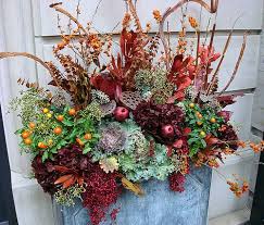 Fall Annuals At Front Entrance By Topiarius Urban Garden Floral Design Fall Container Gardens Fall Planters Fall Containers