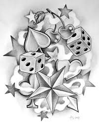 You can also maintain the image of a modern anatomical heart and incorporate another image in the traditional style. Dice And Nautical Stars Tattoo Design