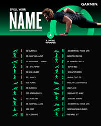 What makes this the best alphabet workout? Garmin Need Some Help To Change Up Your Workout Routine Spell Your Name With This Garmin Alphabet Workout List And Do The Exercises Today Who Has The Hardest Combo Share With