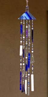 Stained Glass Suncatcher Blue Glass Windchimes Wind Vidrio De Color Arte En Vidrio Vidrio