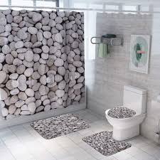 With many design options to choose from, you're. Hefine Bathroom Curtains Rugs Set Of 4 Cobblestone Shower Curtain Bath Floor Mat Set Shower Curtain Pedestal Rug Toilet Seat Cover Bath Mat Anti Slip Waterproof Bathroom Accessories Home Decor Buy Online In Jordan