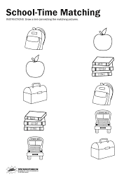 School Time Matching Printable Worksheet Paging Supermom Back To School Worksheets School Worksheets Worksheets For Kids