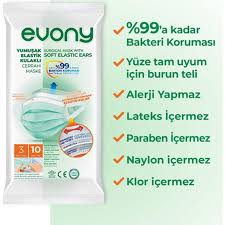 Evony Yumusak Elastik Kulakli Cerrahi Maske 10 Lu Maske Kisisel Bakim Ve Hijyenik Urunler Genel Ofis Temizligi Temizlik Ofmark
