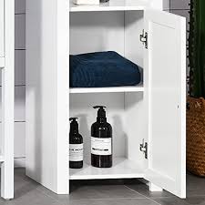 White rounded bathroom tall boy cabinet with curved doors round style wall hung. Homcom Tall Bathroom Storage Cabinet Freestanding Linen Tower With 2 Tier Shelf And 2 Cupboards Narrow Side Floor Organizer White Pricepulse