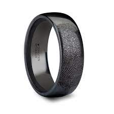Fingerprint Engraved Domed Black Tungsten Ring Polished 4mm 8mm Fingerprint Ring Black Tungsten Rings Black Tungsten Wedding Band