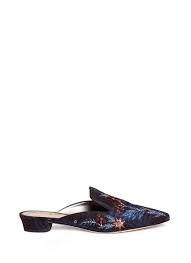 Sam Edelman Aven Floral Embroidered Velvet Slides Malbec