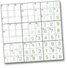 Enter numbers into the blank spaces so that each row, column and 3x3 box contains the numbers 1 to 9 without repeats. Killer Sudoku Puzzles By Krazydad