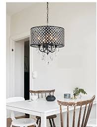 Dining Room Black And Crystal Chandelier Lumos Antique Black 4 Light Round Crystal Chandelier Drum Pendant Ceiling Lighting Fixture For Dinin Round Crystal Chandelier Ceiling Light Fixtures Chandelier