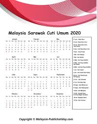 Berikut dikongsikan maklumat berkaitan jadual cuti umum perak tahun 2020 yang meliputi hari tahun baru 2019 1 jan selasa hari thaipusam 21 jan isnin tahun baru cina 5/6 feb kumpulan b: Sarawak Cuti Umum Kalendar 2020