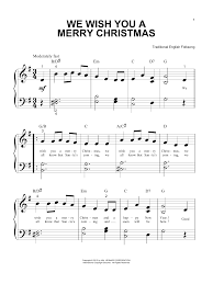 C f f f e good tidings we bring e f e d c to you and your kin; We Wish You A Merry Christmas Big Note Piano Print Sheet Music Now