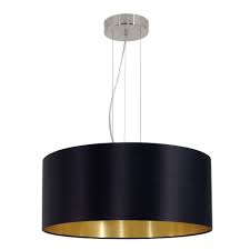 Eglo 31605 Maserlo Large Black And Gold Pendant Dusk Lights Drum Pendant Lighting Drum Chandelier Drum Shade