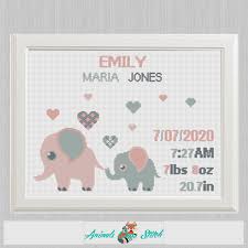 We have many sampler kits and patterns to choose from. Cross Stitch Elephants With Hearts Birth Announcement Cross Stitch Pattern Baby Sampler New Baby Girl Birthday Jungle Nursery Decor Wall Art Patterns Sewing Needlecraft Kromasol Com