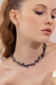 Helena Black Pearl Necklace and Bracelet Set