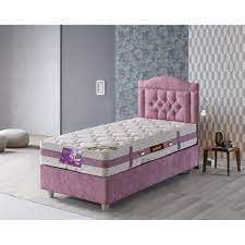 belletto tek kisilik vogue super lux baza yatak seti pembe 90x190 tekzen