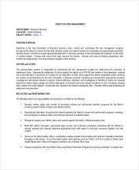 Designing and implementing an overall risk management process for the organisation, which includes an analysis of the financial impact on the company when risks occur Free 8 Risk Management Job Description Samples In Ms Word Pdf