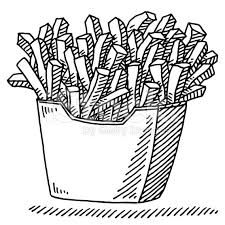 Black And White Sweet Potato Vector Hand Drawn Vector Drawing Of A Portion French Fries Fast Food Food Drawing Drawings Vector Drawing