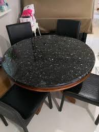 Lightweight, stain resistant and easy to clean. Round Black Granite And Teak Dining Table Furniture Home Living Furniture Tables Sets On Carousell