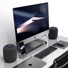 We Absolutely Love This Setup By Satechi Choose The Tech That Is Going To Help You Grow To The Moon Imac Desk Imac Desk Setup Apple Products