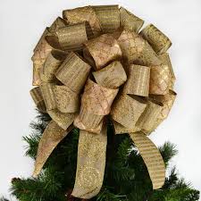 Just follow all the previous steps to finish it. Burlap And Gold Christmas Tree Topper Bow With Streamers Holiday Pre Pink Door Wreaths