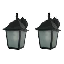 Shop Portfolio 2 Pack 10 75 In H Black Outdoor Wall Lights At Lowes Com Black Outdoor Wall Lights Outdoor Wall Mounted Lighting Outdoor Wall Lighting