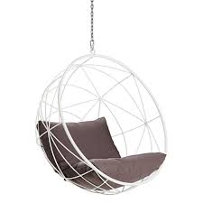 Fauteuil De Jardin Suspendu En Metal Blanc Et Coussins Gris Fauteuil Suspendu Jardin Fauteuil Suspendu Interieur Fauteuil Bulle