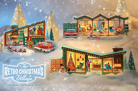 The aluminum christmas tree gleams in the corner while a record player spins holiday tunes. The Retro Christmas Village Mid Century Modern Christmas Village