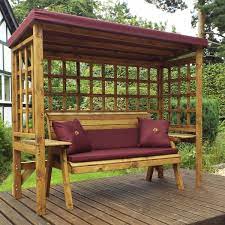 Charles Taylor Wentworth Three Seater Arbour With Burgundy Roof Cover And Cushions Robert Dyas In 2020 Three Seater Roof Covering Seater