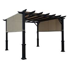 Garden Treasures Pergola Tp15 048c 10 Ft X 10 Ft Freestanding Square With Canopy Wooden Pergola Pergola Pergola Canopy