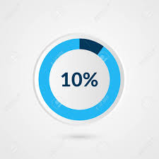 10 Percent Blue Grey And White Pie Chart Percentage Vector Infographics